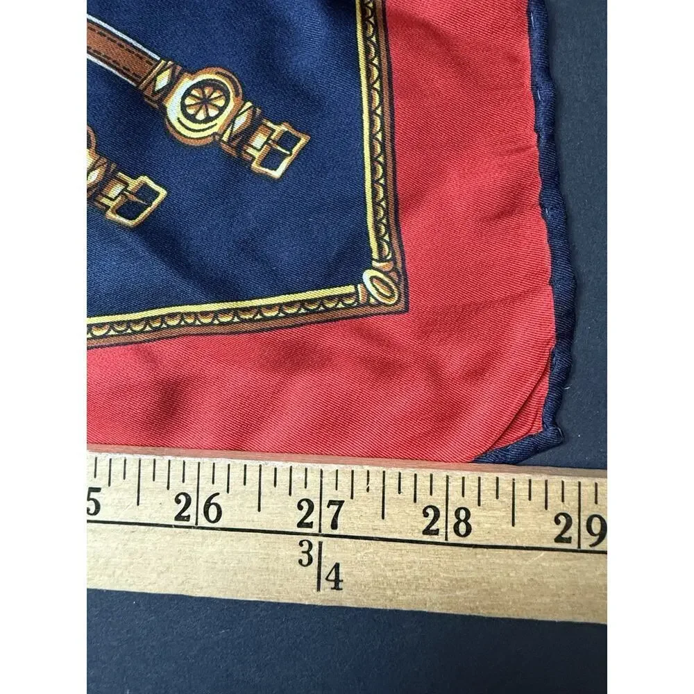 Comtesse De Paris Silk Scarf Vintage Equestrian Red Blue Career Capsule Cocktail